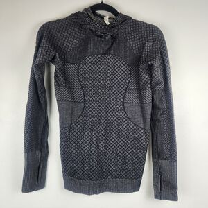 Lululemon Seamless Hooded Pullover - Diamond Texture - Black/ Gray - Size 6